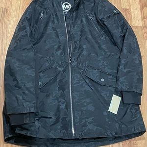 Michael Kors Rain Jacket Mid Length XL Black Camo